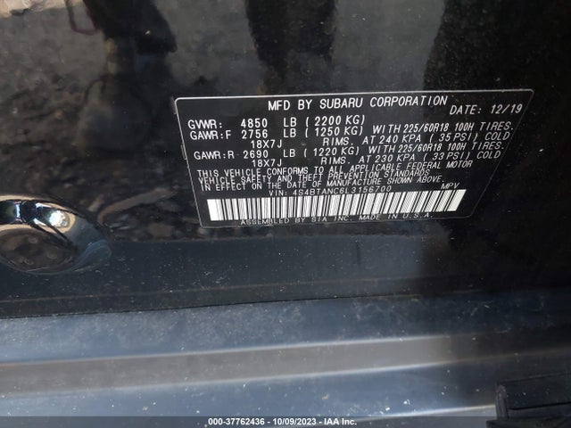 Subaru Outback Limited 2020 4S4BTANC6L3156700 Image 9