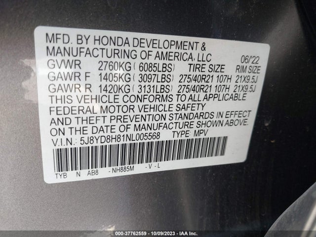 Acura Mdx Type S W/advance Package 2022 5J8YD8H81NL005568 Image 9