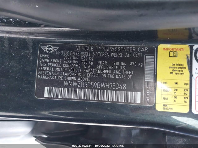 2011 MINI COOPER COUNTRYMAN WMWZB3C59BWH95348 Photo 8