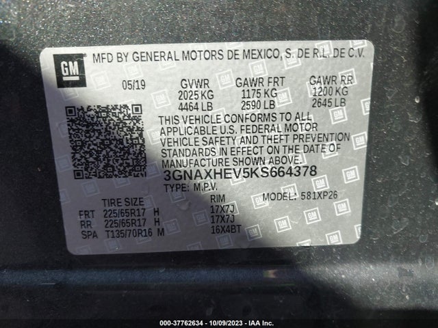 Chevrolet EQUINOX LS 2019 3GNAXHEV5KS664378 Image 9