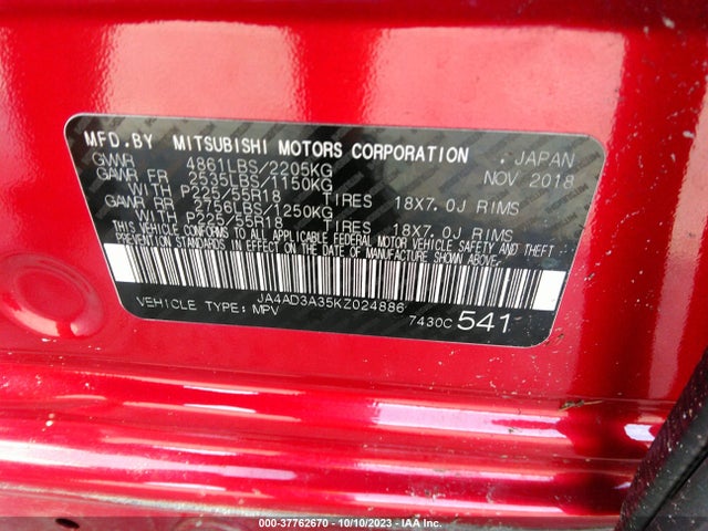 JA4AD3A35KZ024886 Mitsubishi Outlander Se/sel/le