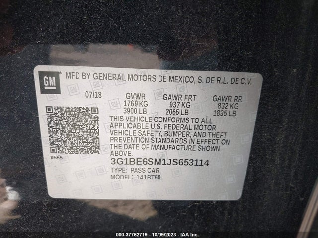 Chevrolet CRUZE LT 2018 3G1BE6SM1JS653114 Image 9
