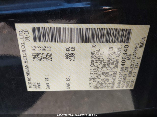 2011 NISSAN ALTIMA 2.5 SL VIN: 1N4AL2AP5BN406340