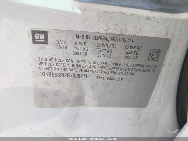 Chevrolet Cruze Lt Auto 2016 1G1BE5SM2G7306411 Image 9