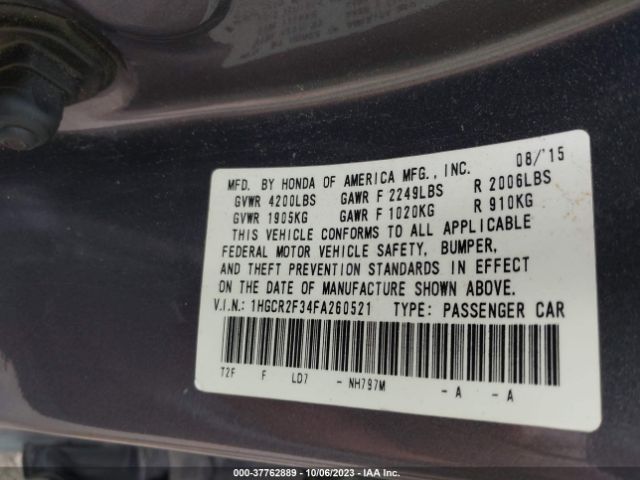1HGCR2F34FA260521 Honda Accord Sedan Lx