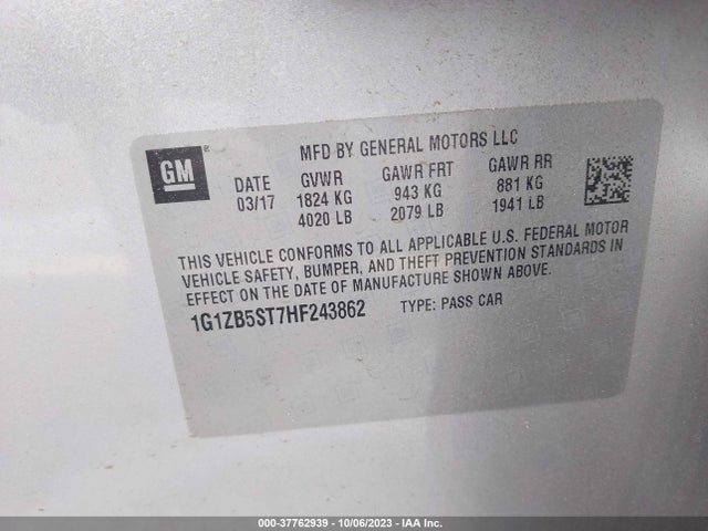Chevrolet MALIBU LS 2017 1G1ZB5ST7HF243862 Image 9