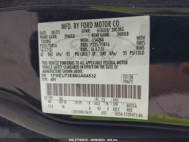 2006 FORD EXPLORER 1FMEU73E86UA04532 Photo 8