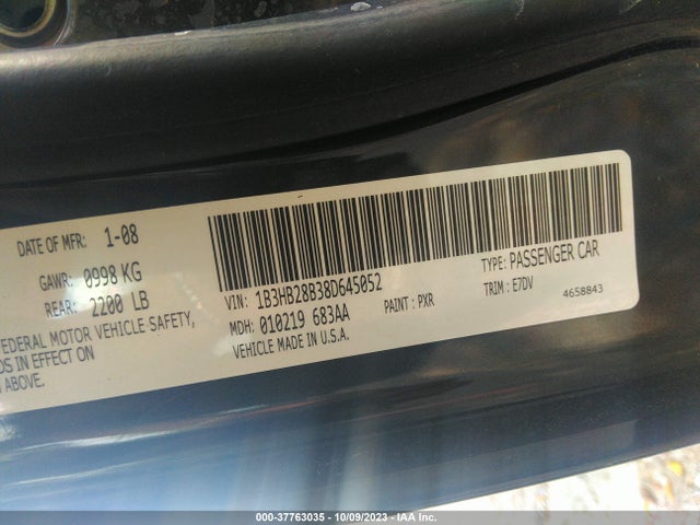 2008 DODGE CALIBER SE VIN: 1B3HB28B38D645052