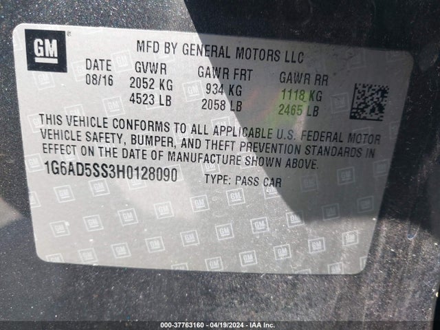 1G6AD5SS3H0128090 Cadillac Ats Premium Performance