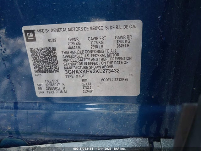 Chevrolet EQUINOX LT 2019 3GNAXKEV3KL273432 Image 9