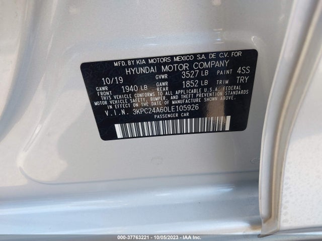 2020 HYUNDAI ACCENT SE VIN: 3KPC24A60LE105926