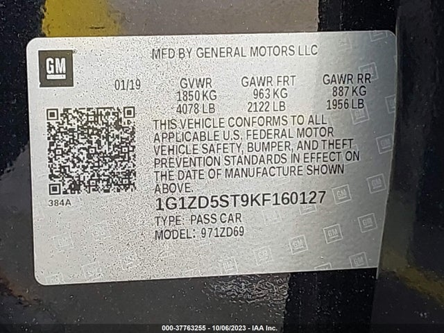 Chevrolet MALIBU LT 2019 1G1ZD5ST9KF160127 Image 9