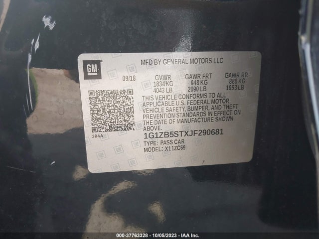 Chevrolet Malibu 1ls 2018 1G1ZB5STXJF290681 Image 9