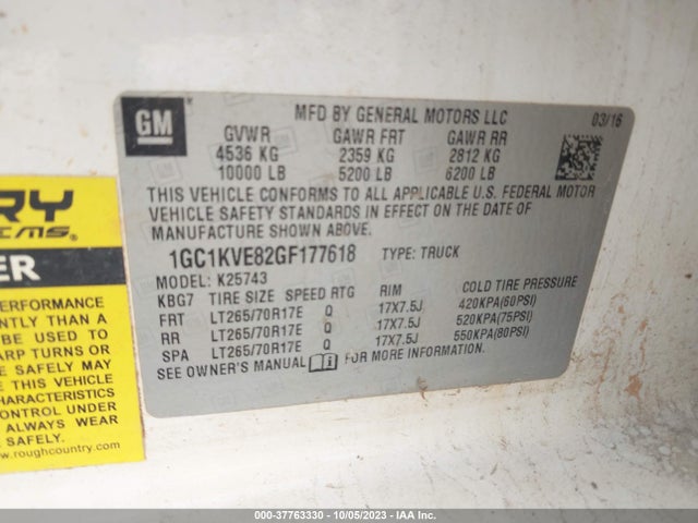 Chevrolet Silverado 2500hd Lt 2016 1GC1KVE82GF177618 Image 9