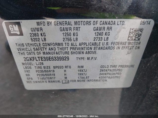 GMC Terrain Slt-2 2014 2GKFLTE39E6339929 Image 9
