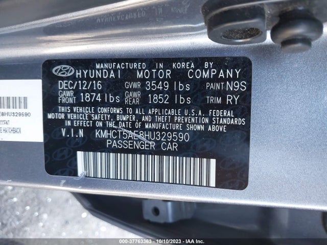 Hyundai ACCENT SE 2017 KMHCT5AE8HU329590 Image 9