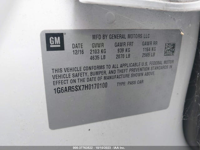 1G6AR5SX7H0170100 Cadillac Cts Sedan Luxury Rwd