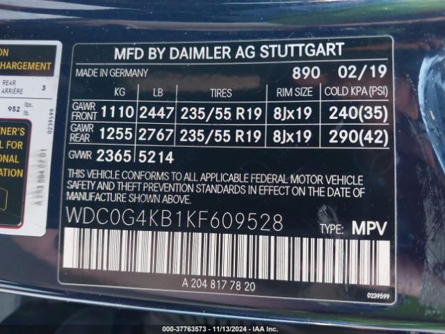 WDC0G4KB1KF609528 Mercedes-Benz GLC 300