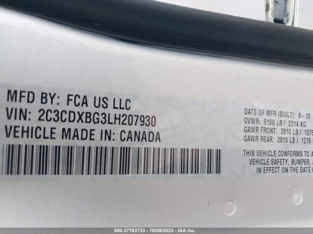 Dodge Charger Sxt Rwd 2020 2C3CDXBG3LH207930 Image 9