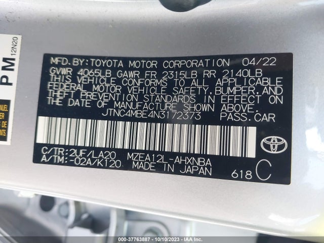 Toyota Corolla Hatchback Xse 2022 JTNC4MBE4N3172373 Image 9