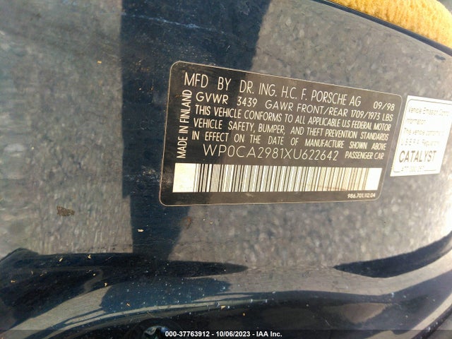 1999 PORSCHE BOXSTER WP0CA2981XU622642 Photo 8