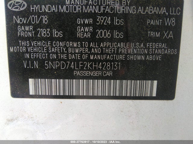 Hyundai ELANTRA SE 2019 5NPD74LF2KH428131 Image 9