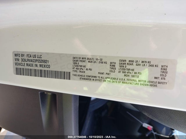 3C6LRVAG3PE526921 RAM Promaster Cargo Van