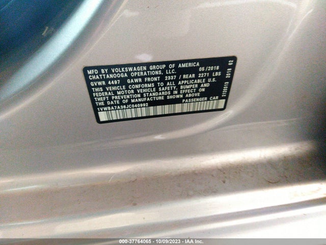 1VWBA7A36JC040992 Volkswagen Passat 2.0t Se