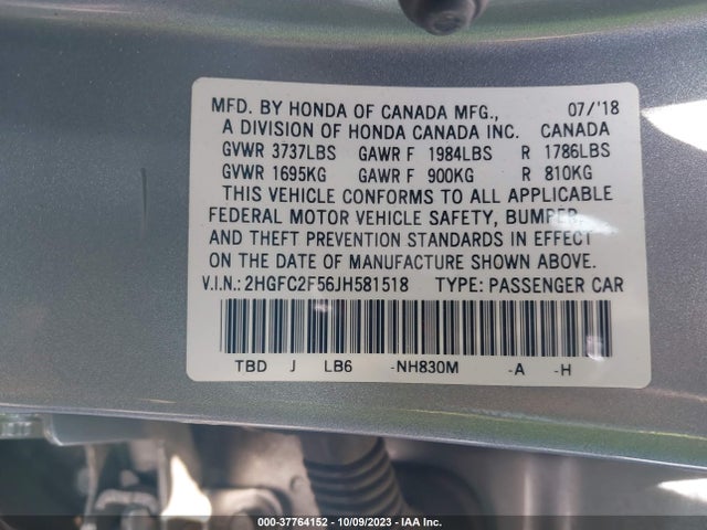 Honda Civic Sedan Lx 2018 2HGFC2F56JH581518 Image 9