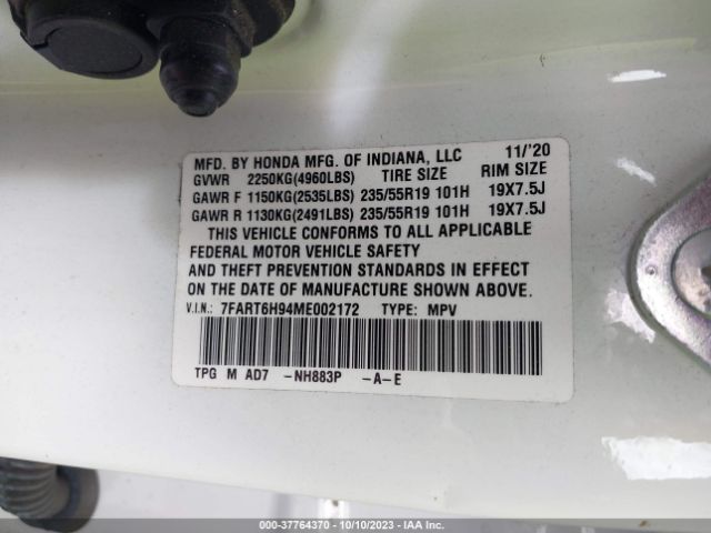 7FART6H94ME002172 Honda Cr-v Hybrid Touring