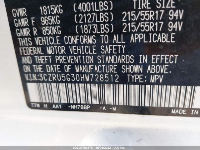 3CZRU5G30HM728512 Honda HR-V LX
