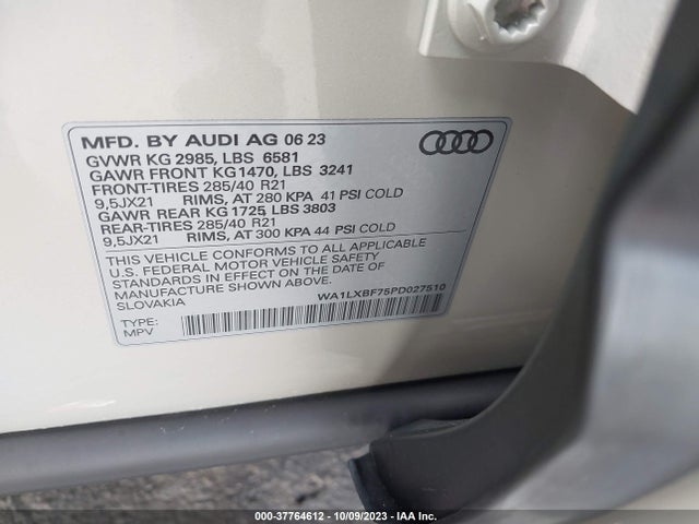 2023 AUDI Q7 PREMIUM PLUS VIN: WA1LXBF75PD027510