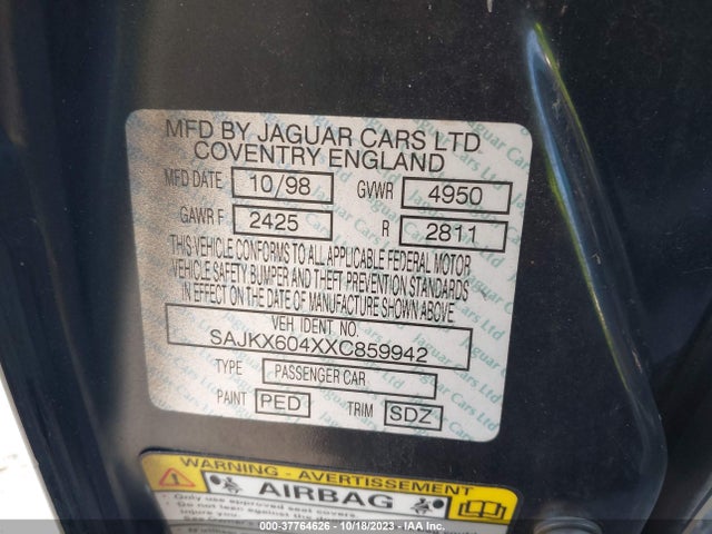 1999 JAGUAR XJ SAJKX604XXC859942 Photo 8