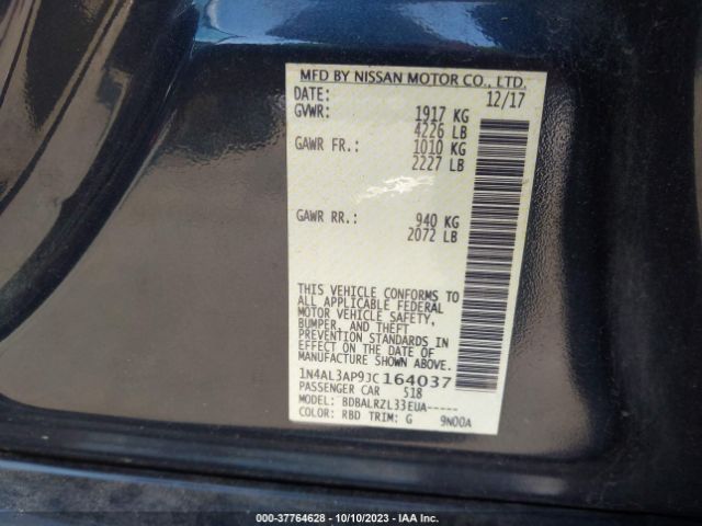 1N4AL3AP9JC164037 Nissan Altima 2.5 Sl