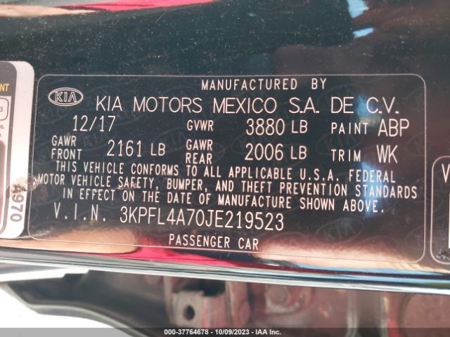 3KPFL4A70JE219523 KIA FORTE S