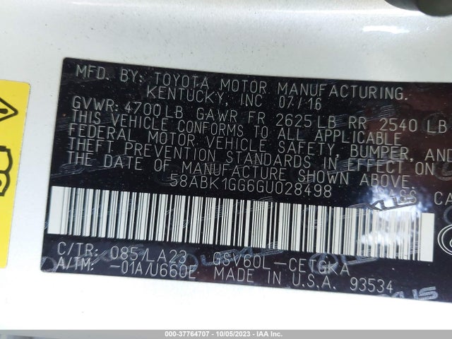 58ABK1GG6GU028498 Lexus ES 350