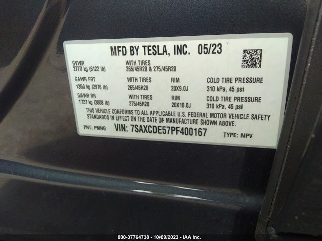 Tesla MODEL X 2023 7SAXCDE57PF400167 Image 9
