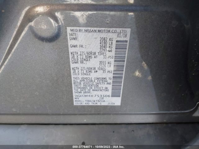 5N1AT2MT4JC753506 Nissan Rogue Sl