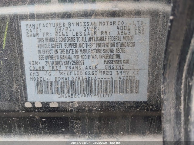 Nissan SENTRA SV 2021 3N1AB8CVXMY256097 Image 9