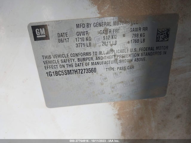 Chevrolet CRUZE LS 2017 1G1BC5SM7H7273560 Image 9