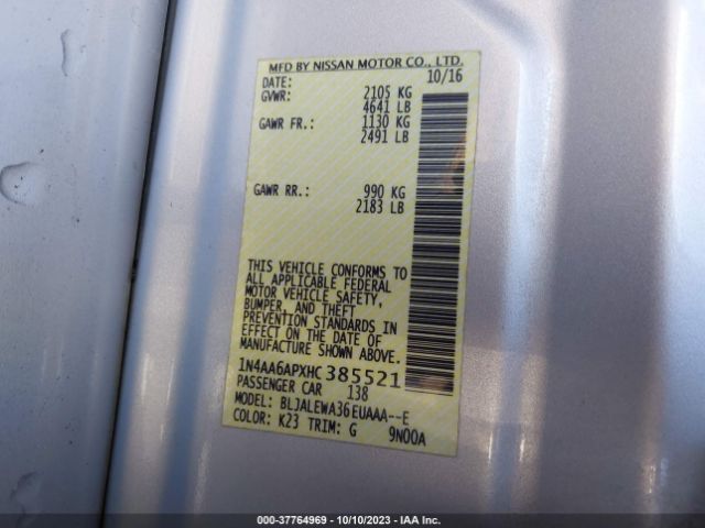 1N4AA6APXHC385521 Nissan MAXIMA SL