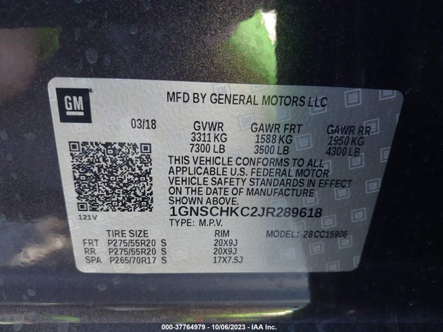 Chevrolet Suburban Lt 2018 1GNSCHKC2JR289618 Image 9