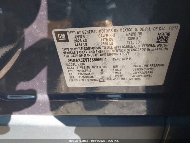 Chevrolet EQUINOX LT 2018 3GNAXJEV7JS555961 Image 9