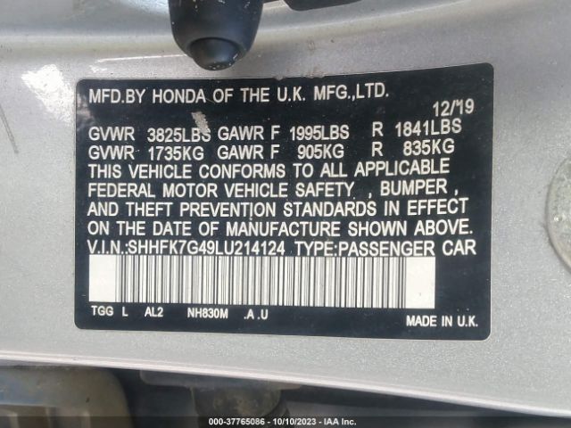 SHHFK7G49LU214124 Honda Civic Hatchback Sport