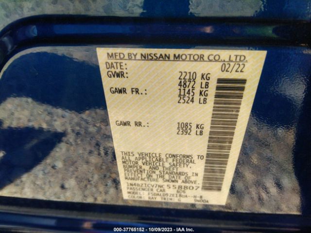 1N4BZ1CV7NC558807 Nissan Leaf Sv Plus