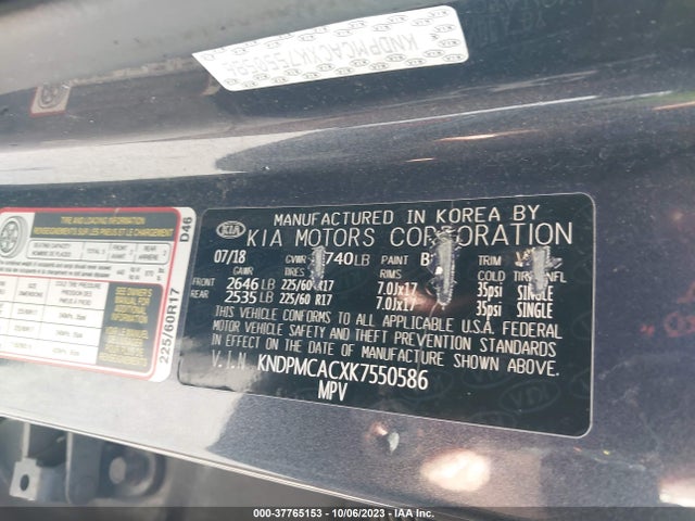 2019 KIA SPORTAGE LX VIN: KNDPMCACXK7550586