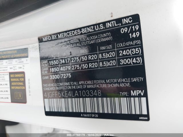 4JGFF5KE4LA103348 Mercedes-Benz Gls Gls 450