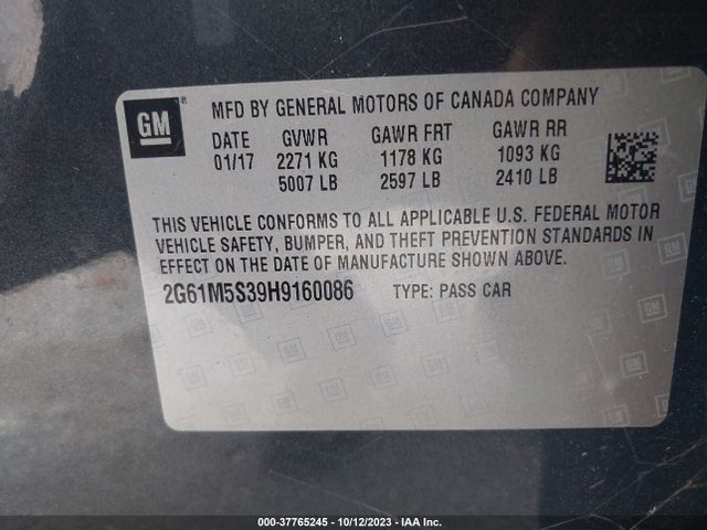 2G61M5S39H9160086 Cadillac XTS LUXURY