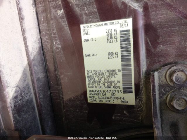 1N4AA5AP7EC472735 Nissan Maxima 3.5 Sv