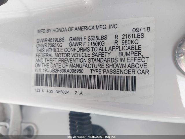 19UUB2F60KA006950 Acura Tlx Tech & A-spec Pkgs